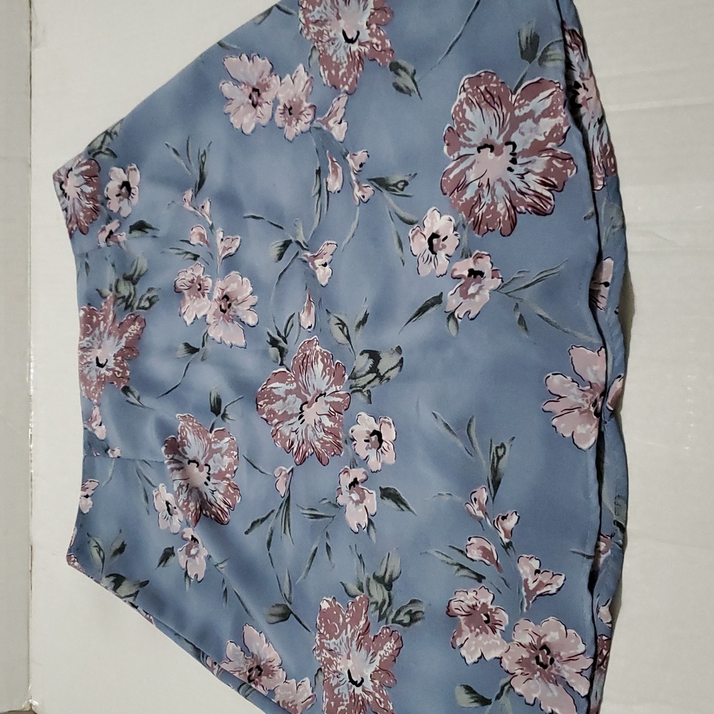 Cottagecore Y2K Blue Gray Pink Floral A-line Mini Skirt M